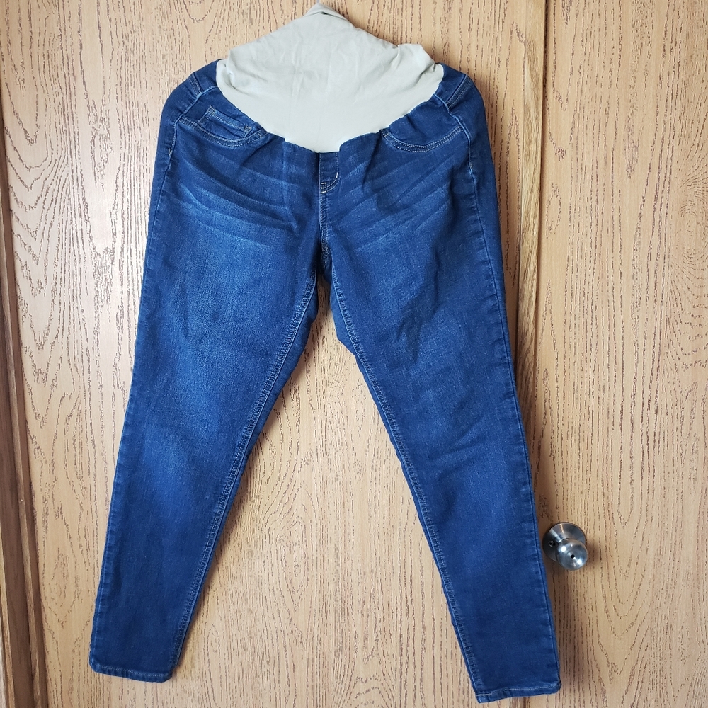 Large Indigo Blue Maternity Jeans Full Panel Tummy